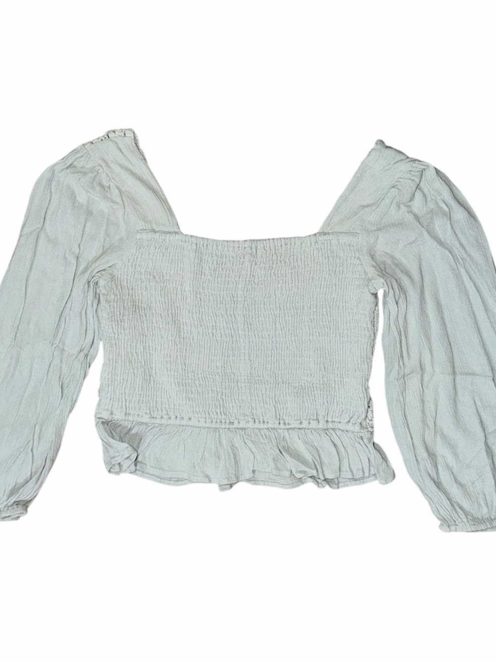 SIM & SAM Crochet Peasant Blouse in Light Blue Sage Color - Picture 7 of 8